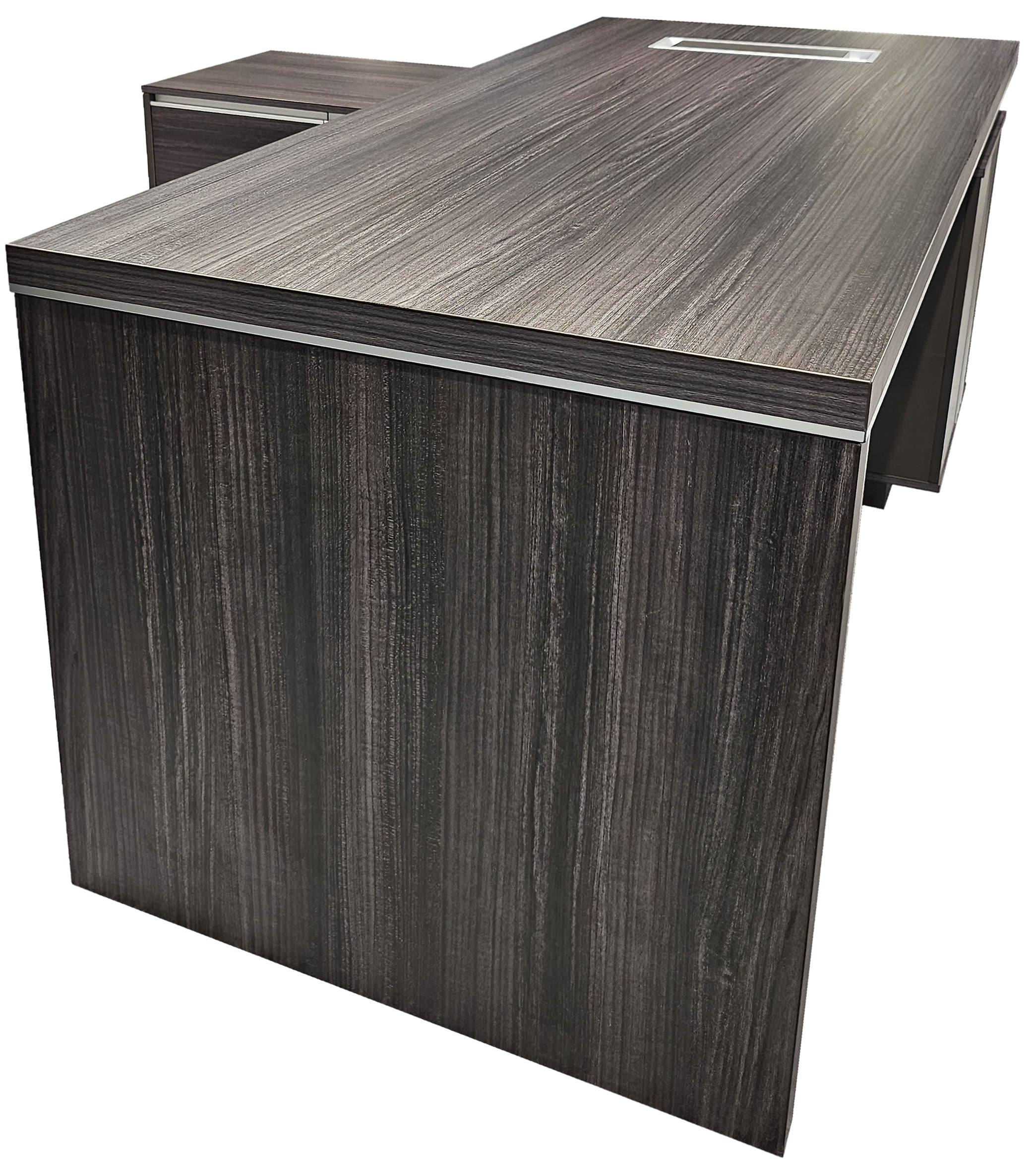 Stylish Grey Oak Veneer Corner Executive Office Desk - 1600mm - DG07-D16